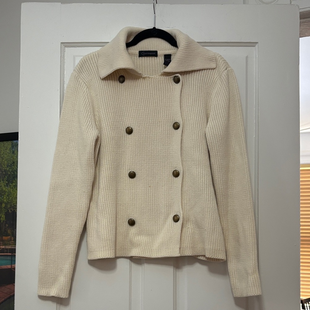 Context Cream Double-Breasted Cardigan